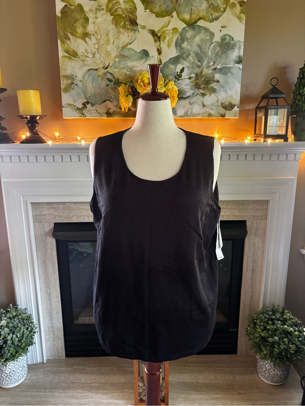 *NEW * Rena Rowan Spring street Black Silk Women’s Tank - Size 3XL
